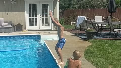 Trying to teach William how to dive