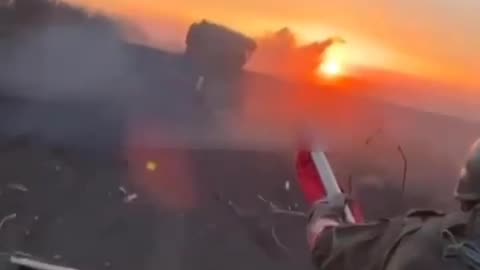 RU T-90M driving past friendly mech. assault while on fire