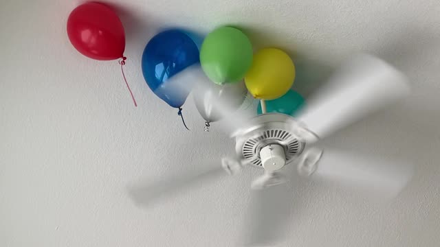 Balloon in the fan ceiling