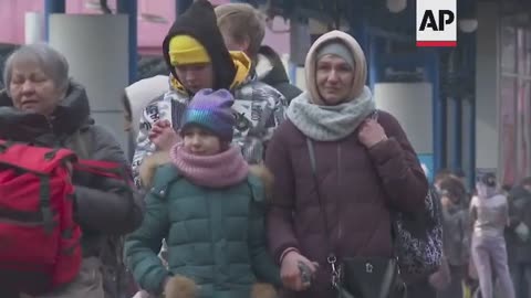 A week on, Kyiv's central train station is still crowded