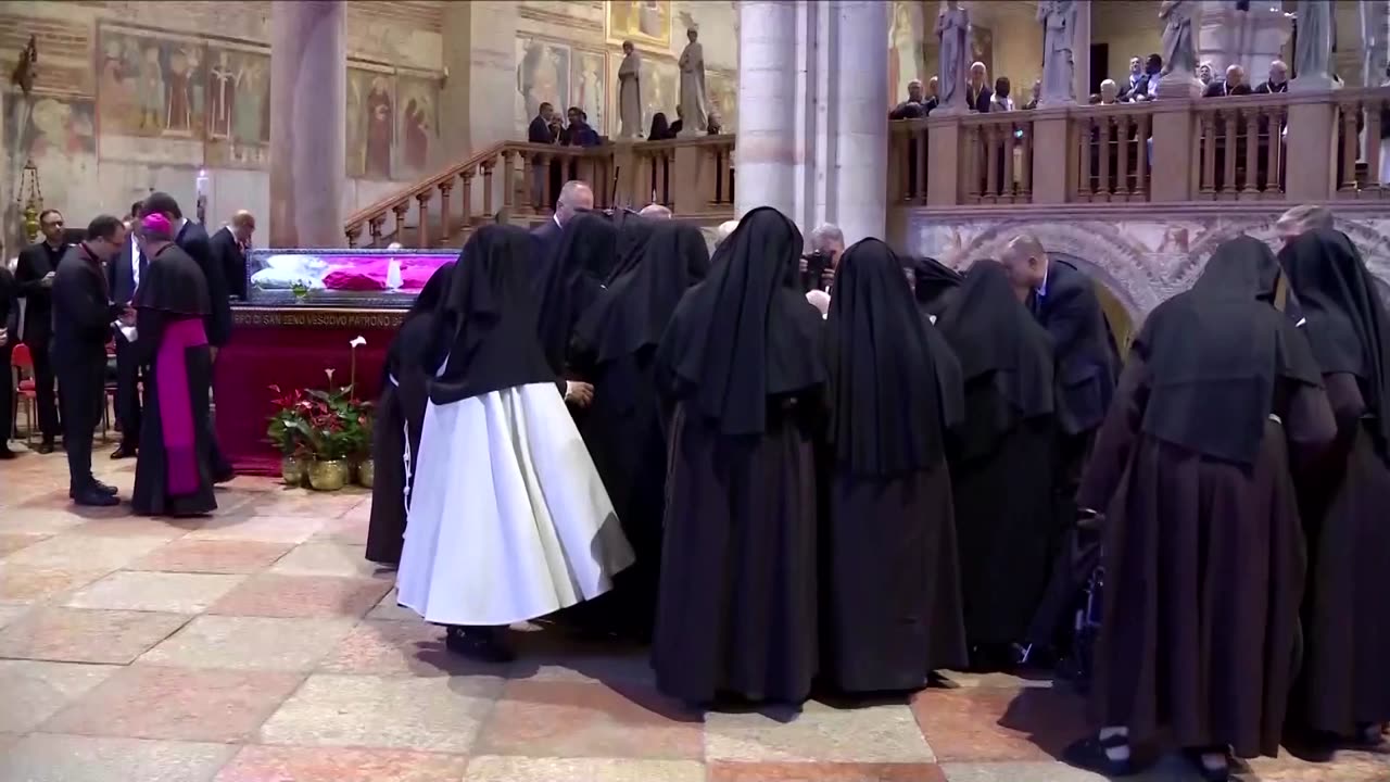 Pope Francis swarmed by joyful nuns during Verona visit