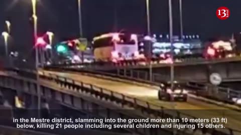 Video shows moment tourist bus crashes near Venice, killing at least 21