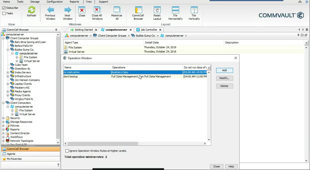 How CommVault backup operation window works #getajobinit