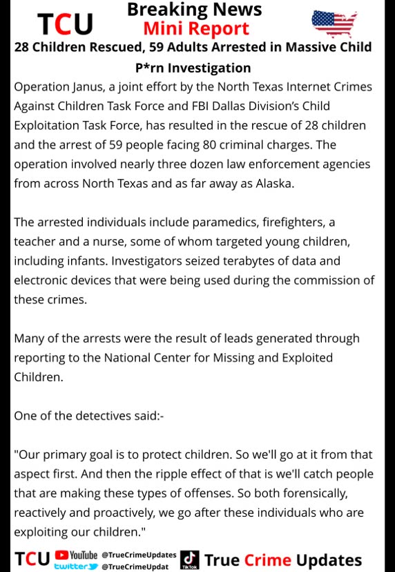 28 Children Rescued, 59 Adults Arrested in Massive Child P*rn Investigation