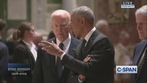 Obummer, Buydone, and Clinton at the Ethel Kennedy Memorial Service.