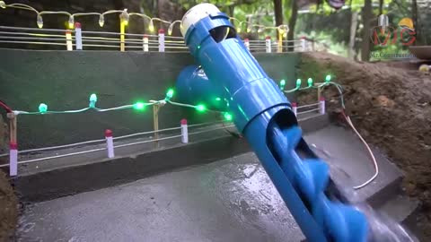 Mini hydroelectricity with screw conveyor system. Hydroelectric science project. Free energy