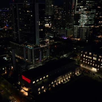 Big city at night from an aerial shot