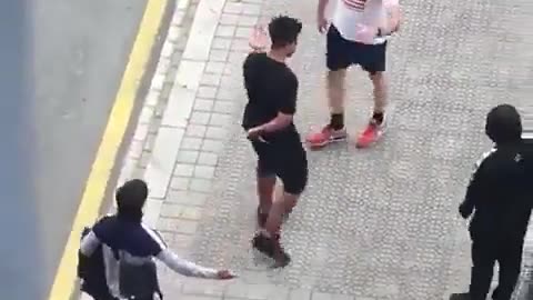 Man with baby in Spain threatened with a knife by North African immigrants.