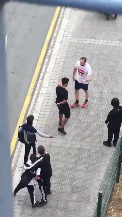 Man with baby in Spain threatened with a knife by North African immigrants.