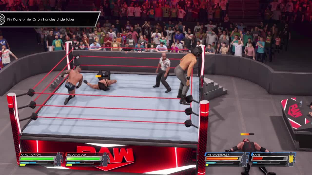 wwe2k22 myrise walkthrough part 24 tornado tagteam match against undertaker and kane