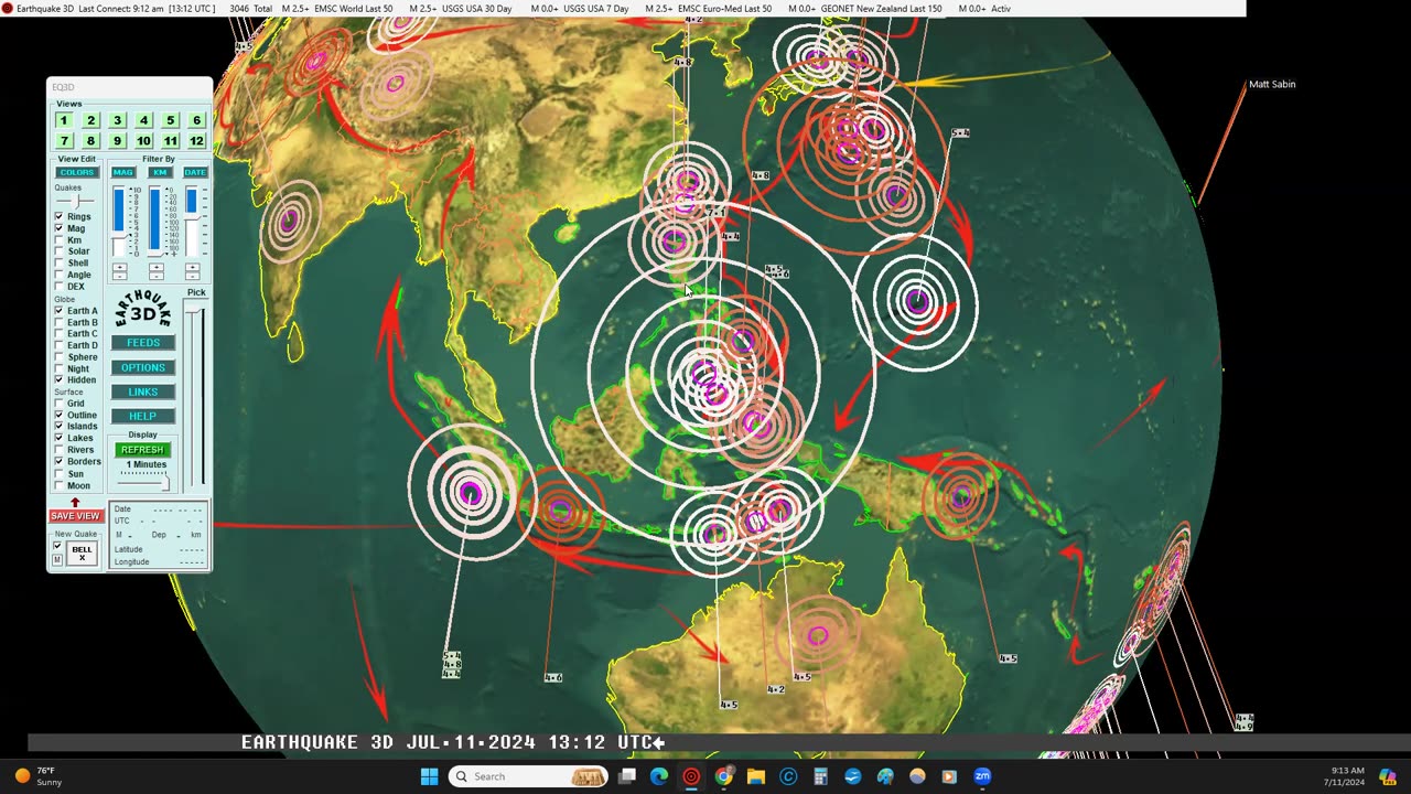 Seismic Watch for the Pacific region