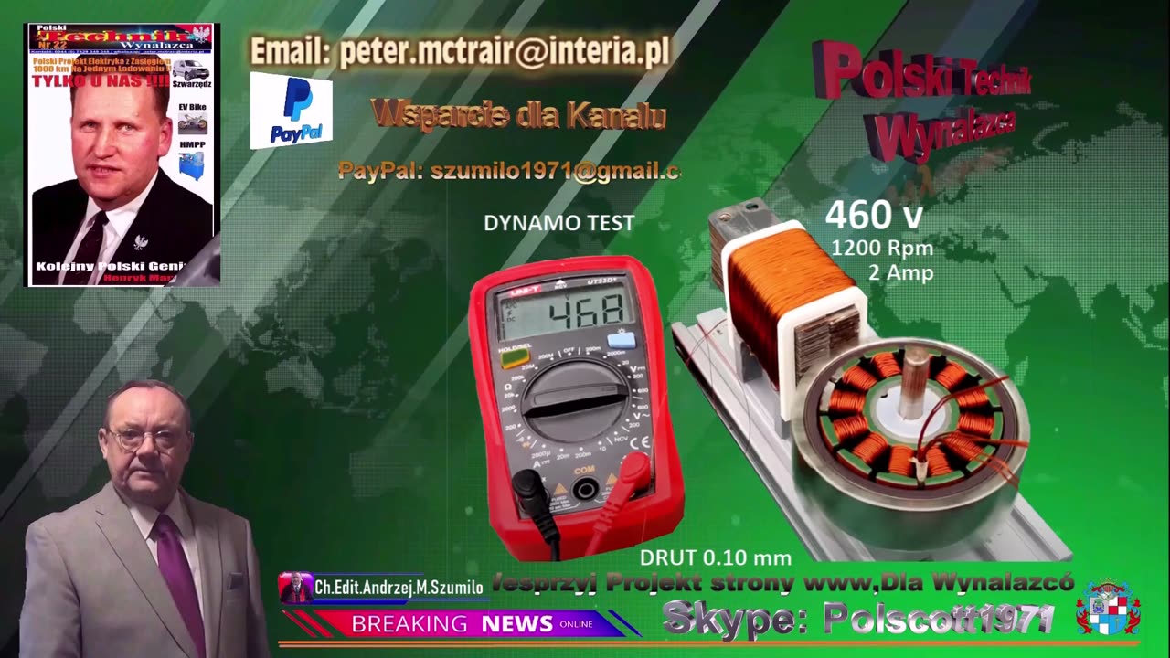 TEST DYNAMA Z CEWKĄ NA PLYTKACH / VOLTAGE TEST DYNAMO / 2 AMP / 1200 RPM