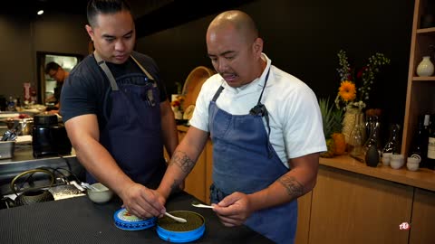 Tasting Caviar at Soseki Modern Omakase