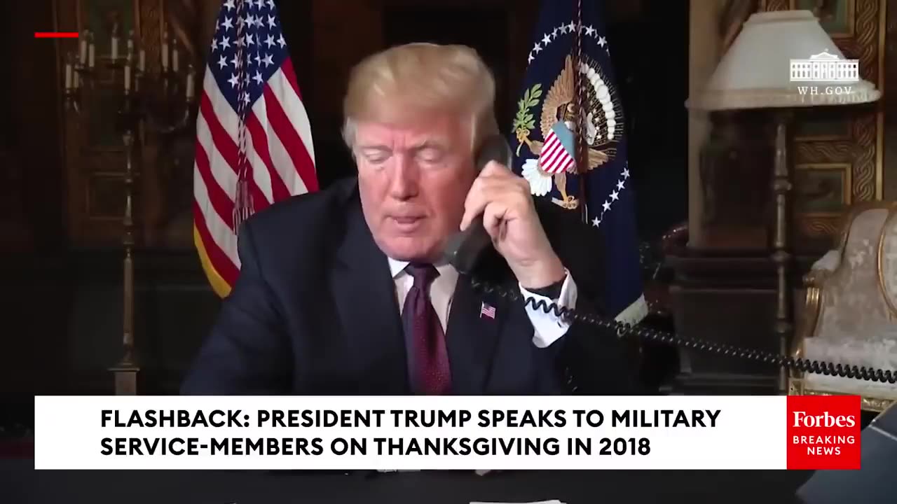 THANKSGIVING FLASHBACK- President Trump Speaks To Military Service-Members On Thanksgiving In 2018