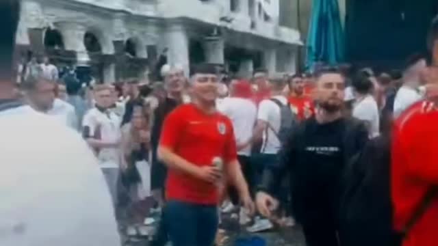 English fans attacking shops