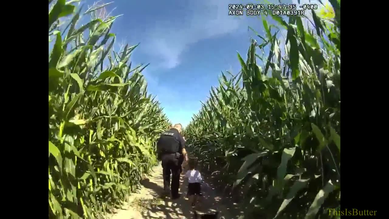 Bodycam shows the after Monroe County Sheriff's K-9 Bane finds a lost boy in a corn maze