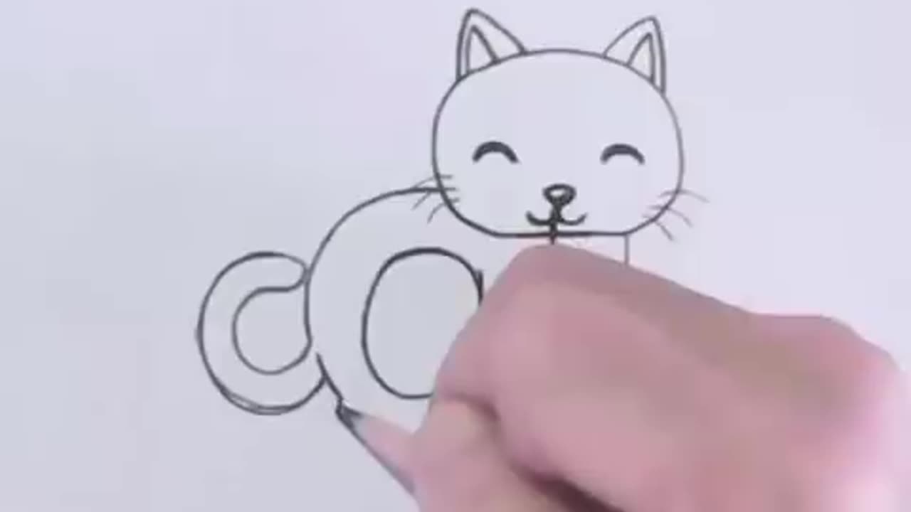 How to turn Words Cat Into a Cartoon Cat. learning step by step for kid