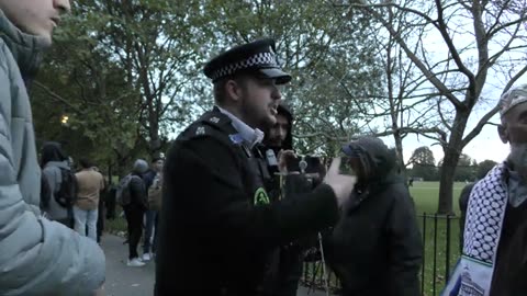 Old Muslim man crying a river to the police