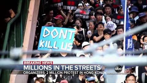 People of Hong Kong protesting in record-breaking numbers