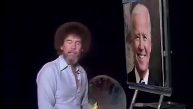 Bob Ross Happy Accident erases Biden