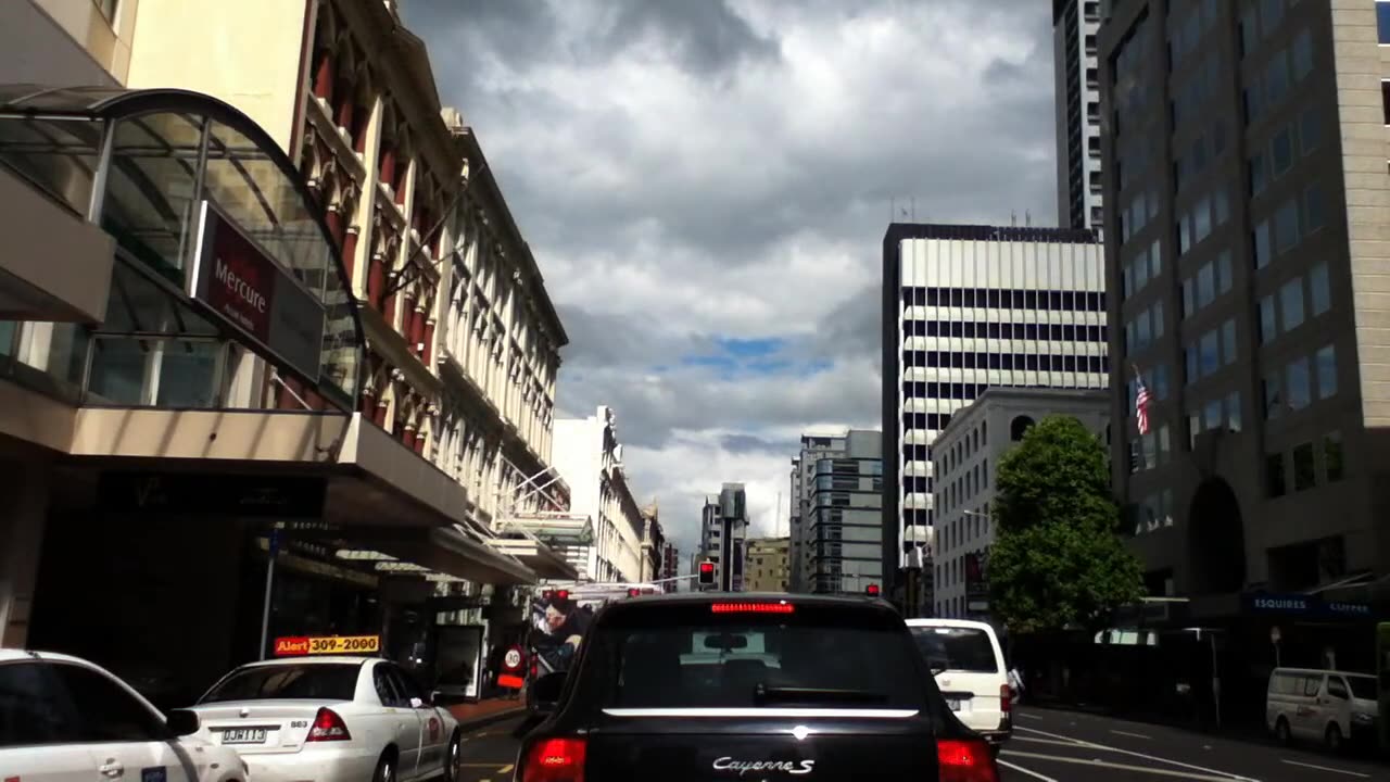 A car ride through downtown Auckland in the nineties