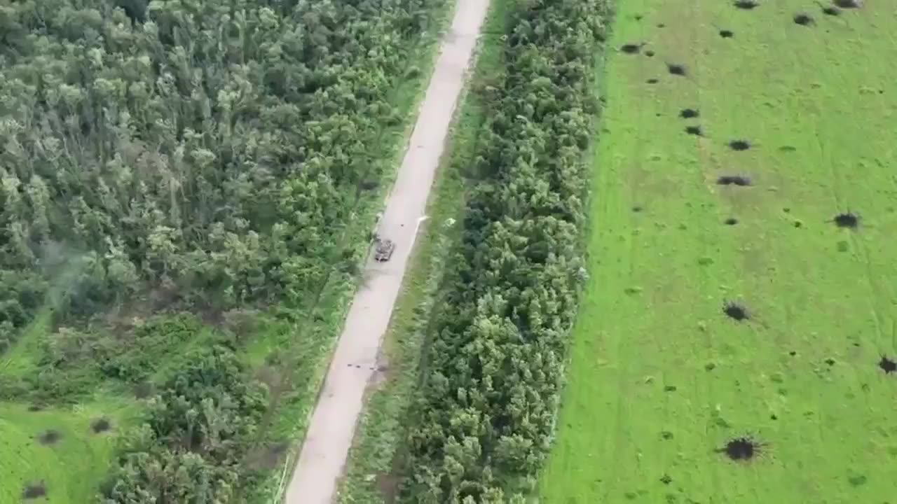 A ru tank runs into open mines laid by other occupiers.