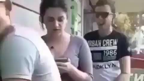 Fortnite boy dances behind the back of a girl, she doesn't like it and punch him in the face