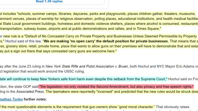 NY Gov Effectively Overruled SC, & Gutted 'Conceal Carry' In A Outrageously Shocking Way