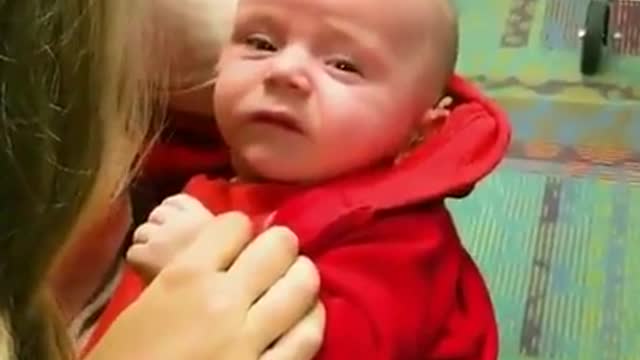 Baby With Hearing Problem Listens To His Mom's Voice For First Time.