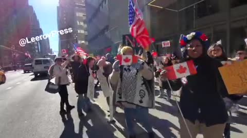 Outside the Canadian Embassy in NYC, Activists are Showing Their Support for the People of Canada