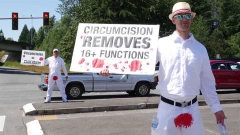 Bloodstained Men Circumcision protest in Bellingham Washington