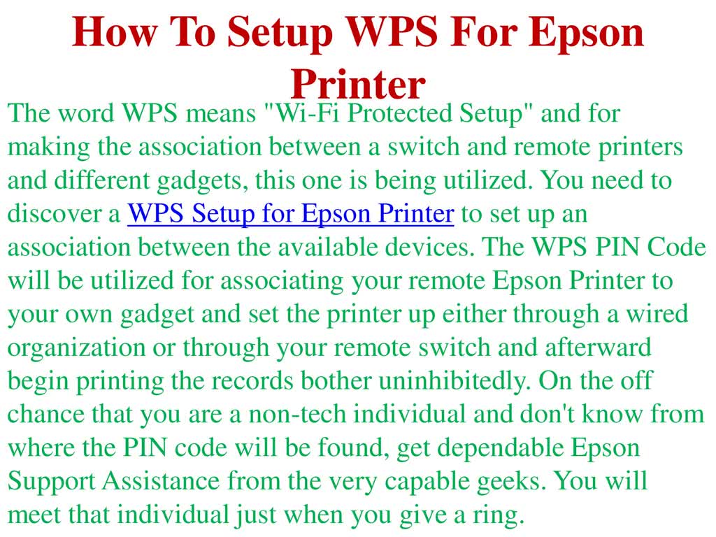 How To Setup WPS For Epson Printer