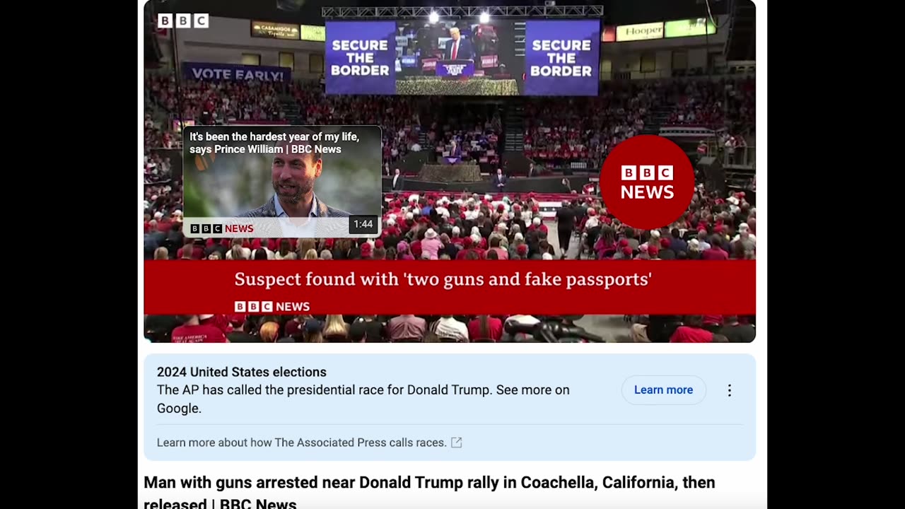 BBC News Man Arrested Outisde Trump Rally in California