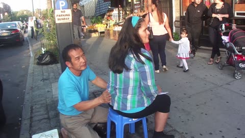 Luodong Briefly Massages Mexican Woman's Back With Nice Hair