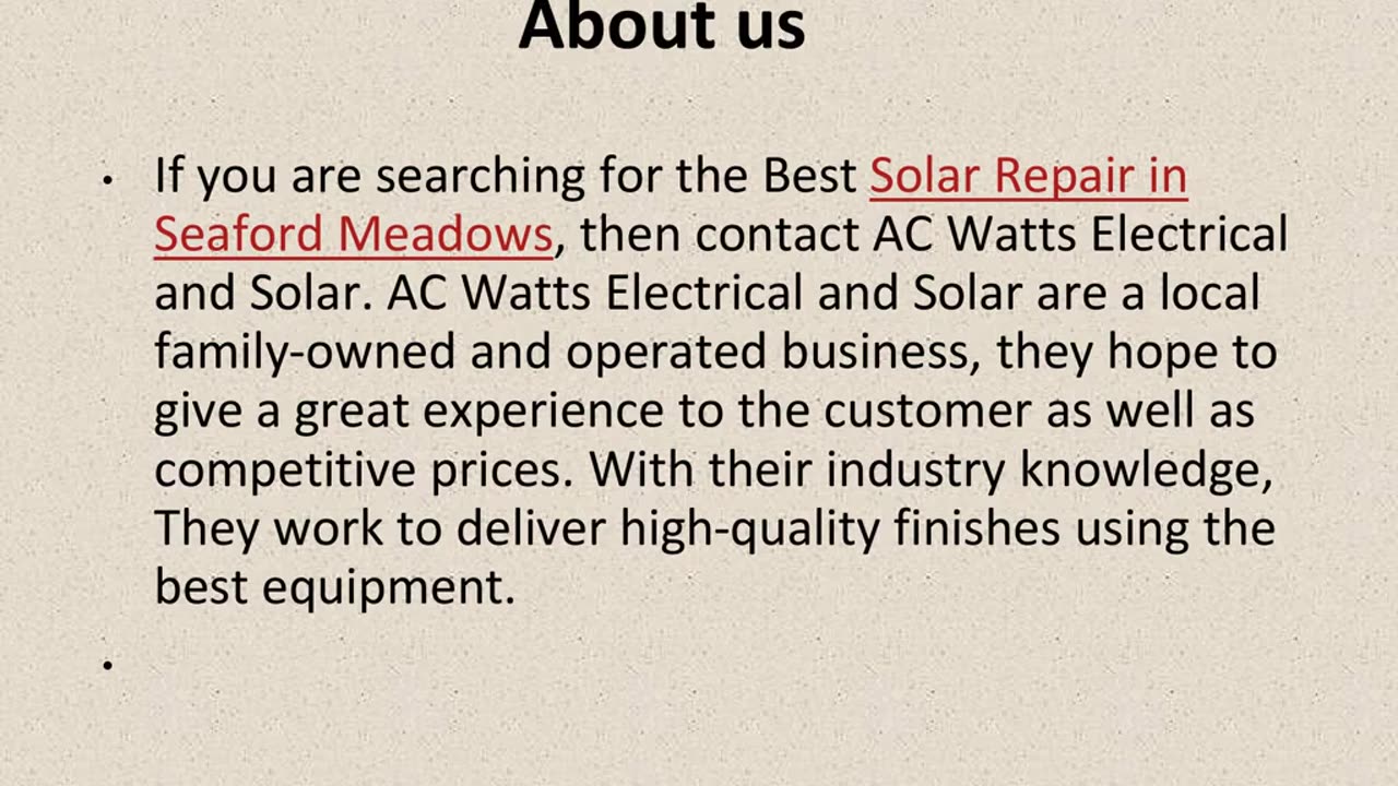 Get The Best Solar Repair in Seaford Meadows.