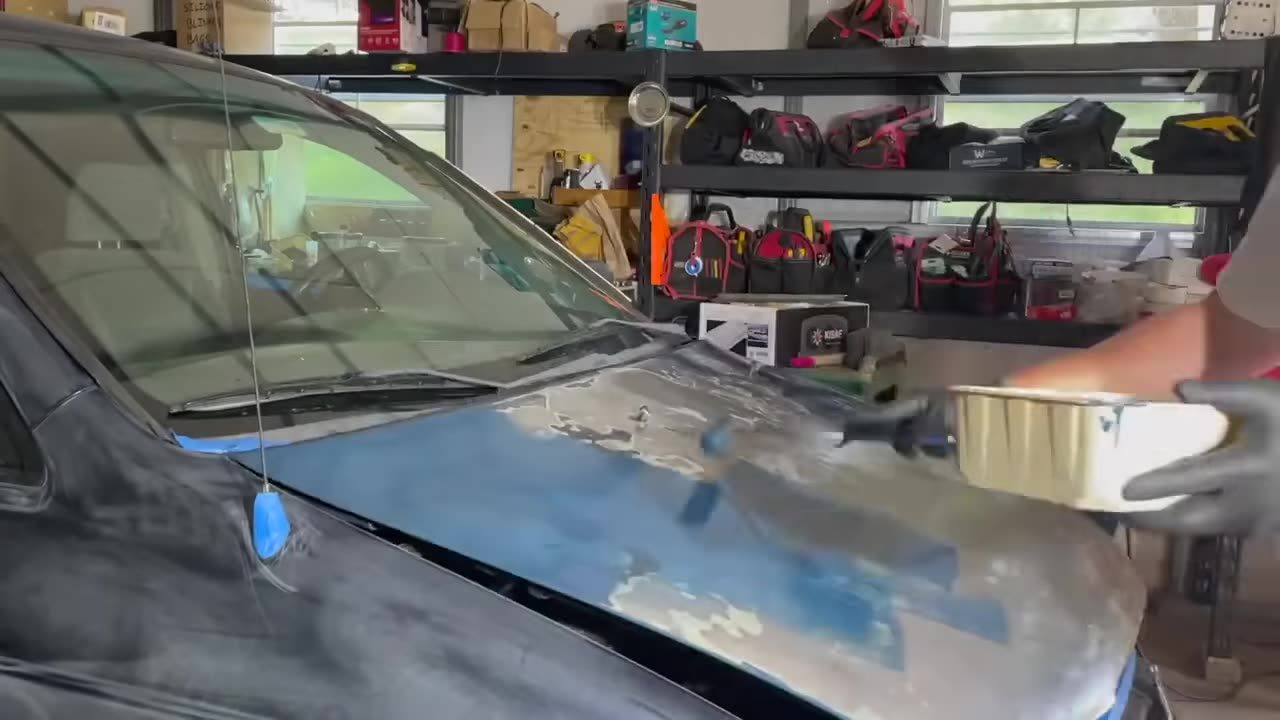 WE PAINTED OUR CAR WITH TRACTOR PAINT! How to roller paint Rustoleum Tractor Paint - Short Version
