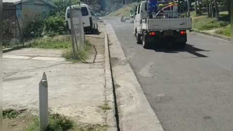 Biker falls after attempting stunt