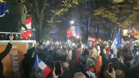 French protestors stand in front of the Austrian Embassy