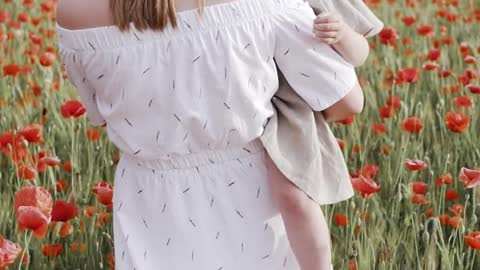 Mother and daughter in the rice field