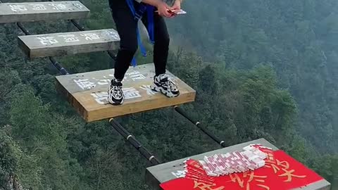 Bungee Jumping with rope in beautiful place