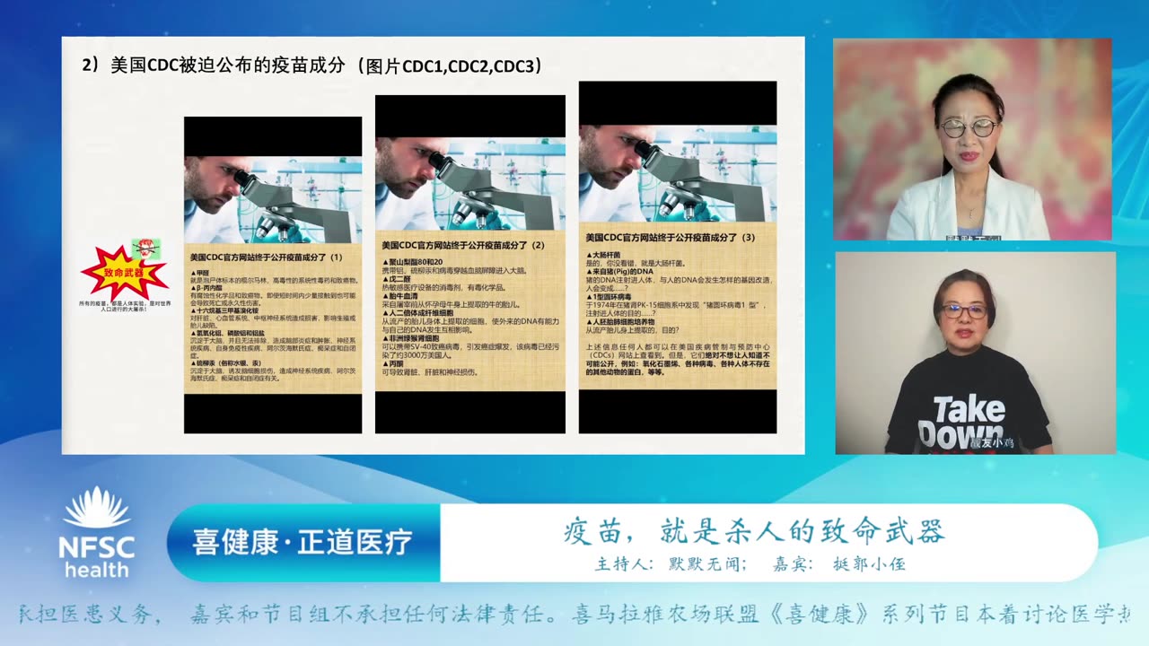 2024.03.11 新中国联邦 | 喜健康《正道医疗》第二十一期 所有的疫苗，都是人体实验，是对世界人口的大屠杀！