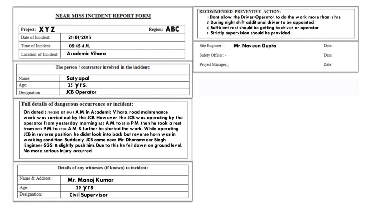 How To Make Near Miss Report _ Near Miss Incident Report _ How To Prepare Near Miss Report