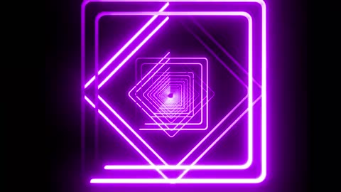 Neon light diamonds and squares forming a tunnel