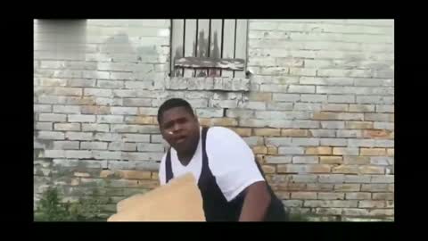 African fat man funny dance