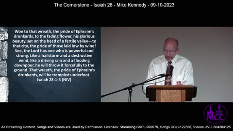 The Cornerstone - Isaiah 28 - Mike Kennedy - 09-10-2023