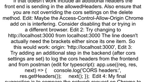 Axios DELETE method blocked by CORS policy What am I missing