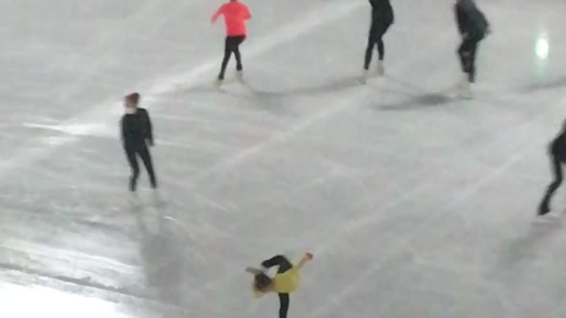 Girl practicing figure skating
