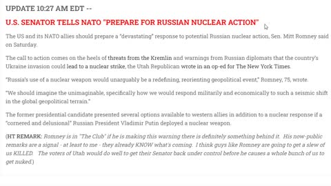SENATOR USA MÓWI NATO „PRZYGOTOWAĆ SIĘ DO ROSYJSKIEJ AKCJI JĄDROWEJ”