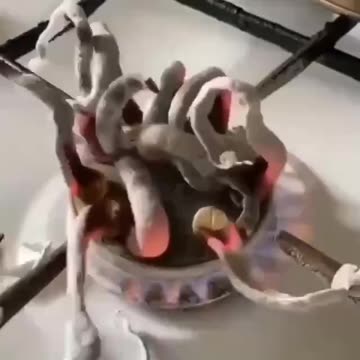 Pills burning on top of a stove. This is why I don't trust Big Pharma!