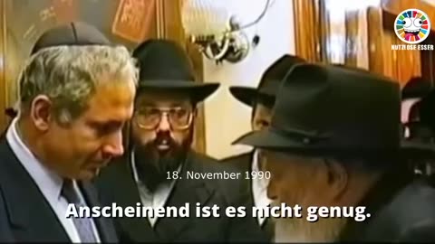 Rabbi Schneerson, der ehemalige Anführer der Endzeitsekte Chabad Lubabwitsch und Netanjahu